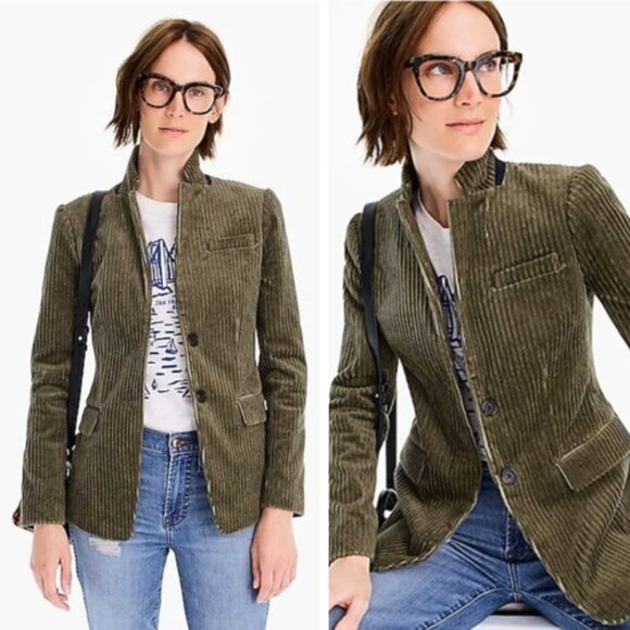 NEW J. Crew Wide Corduroy Blazer Jacket Frosty Olive Green Preppy Academia - Picture 1 of 8